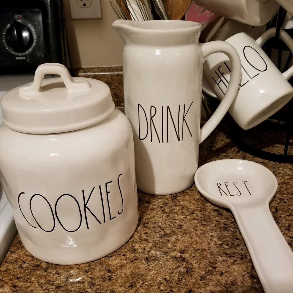 HTF RAE DUNN cookies LOT canister with mugs etc